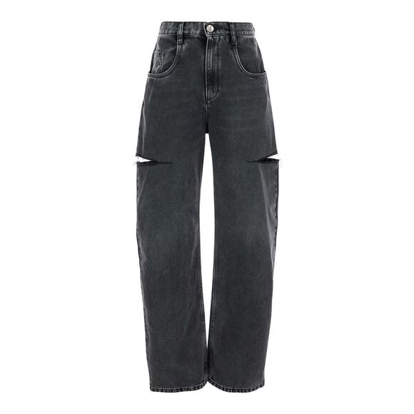 MAISON MARGIELA Denim - Maison Margiela Women Five-Pocket Design Ripped Black Cotton Denim Jeans Woman